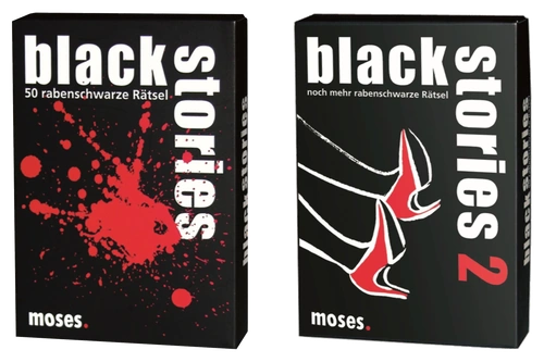 All details for the board game Black Stories 1+2 and similar games