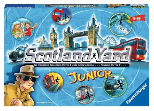 All details for the board game Scotland Yard Junior and similar games