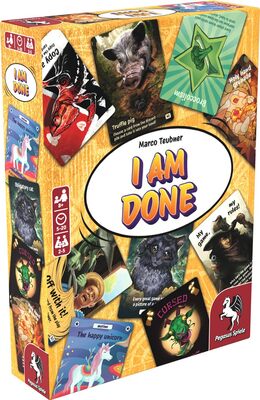 All details for the board game I AM DONE and similar games